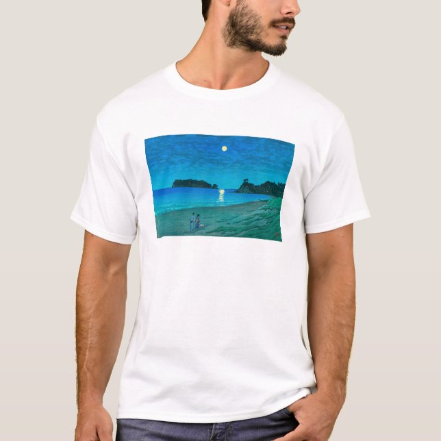 Camiseta ukiyoe hasui No54 Full moon at Beach (Anverso)