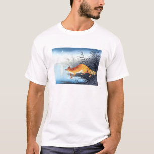 Camiseta Ukiyoe [Koson] Zorro junto al agua iluminada por l