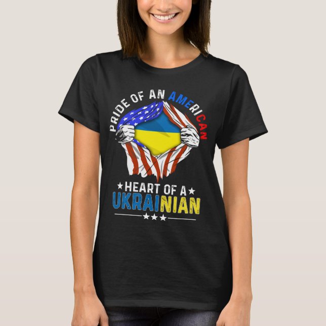 Camiseta Ukrainian American Foreign Ukraine Flag (Anverso)
