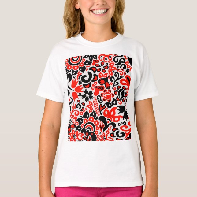 Camiseta Ukrainian ethnic folk art floral pattern absrtact  (Anverso)