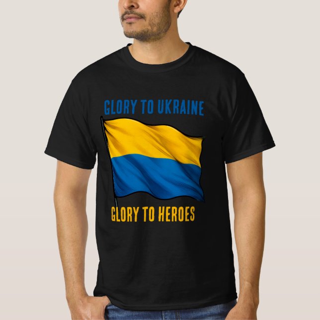 Camiseta Ukrainian flag. Glory to Ukraine. Glory to Heroes. (Anverso)