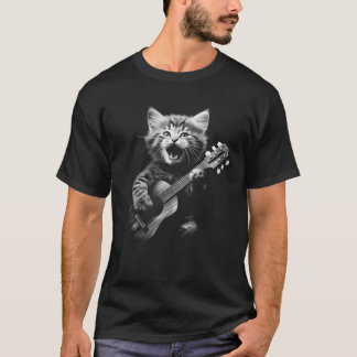 Camiseta Ukulele Cat Cute Cat Jugando 6 Cadenas Guit De Gui