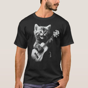 Camiseta Ukulele Cat: Un gato lindo tocando la guitarra ucr