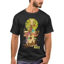 Ukulele con flores y palmeras/nombre editable