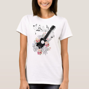 Camiseta Ukulele Con Regalo De Flores