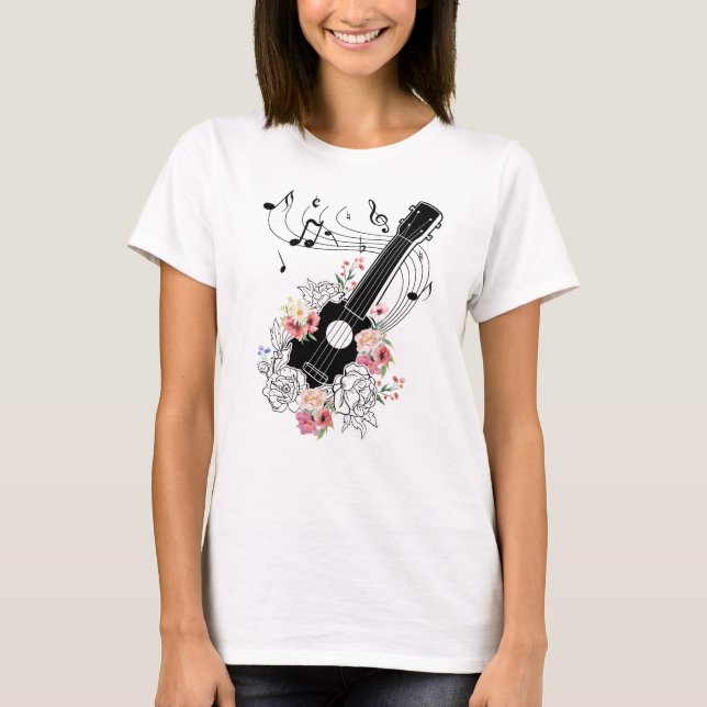 Camiseta Ukulele Con Regalo De Flores (Anverso)