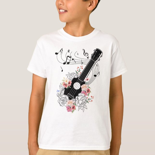 Camiseta Ukulele Con Regalo De Flores (Anverso)