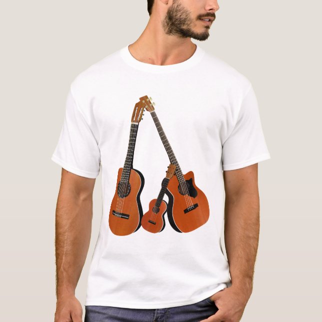 Camiseta Ukulele de guitarra acústica y trasero acústico (Anverso)