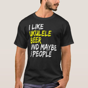 Camiseta Ukulele dice música de guitarra me gusta la cervez