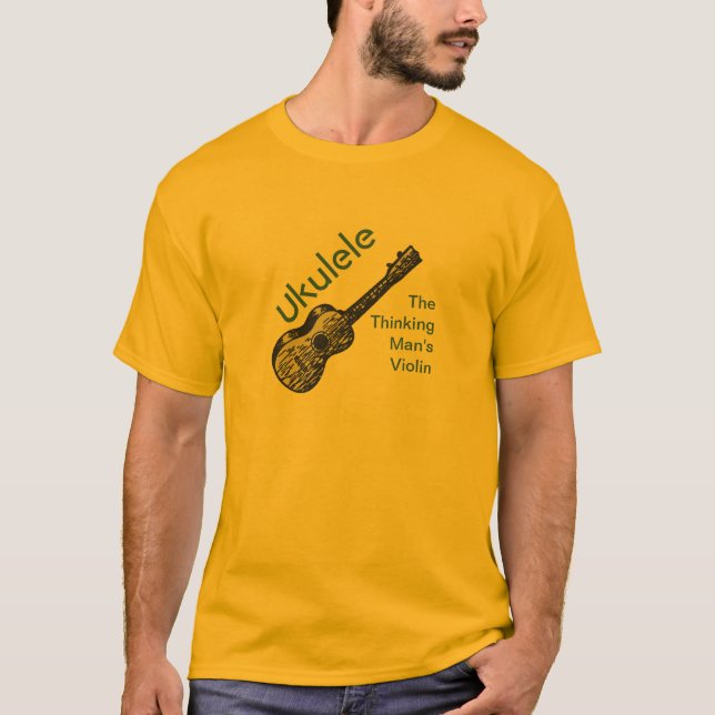 Camiseta Ukulele - el violín del hombre de pensamiento (Anverso)