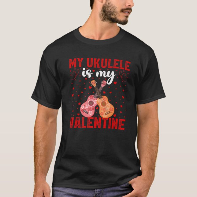 Camiseta Ukulele es mi Valentine Love Hearts Ukulele Valent (Anverso)
