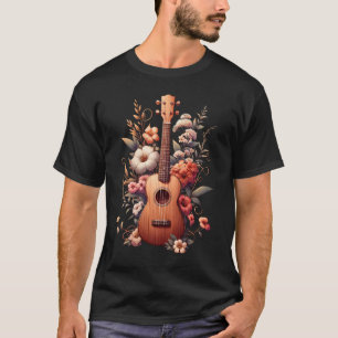 Camiseta Ukulele Estético Floral Ukulele