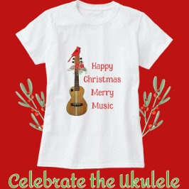 Camiseta Ukulele feliz Navidades Feliz Feliz Música