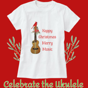 Camiseta Ukulele feliz Navidades Feliz Feliz Música