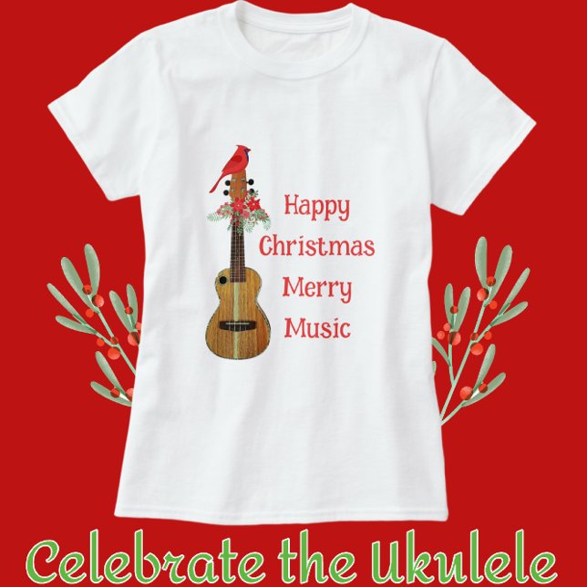 Camiseta Ukulele feliz Navidades Feliz Feliz Música (Subido por el creador)