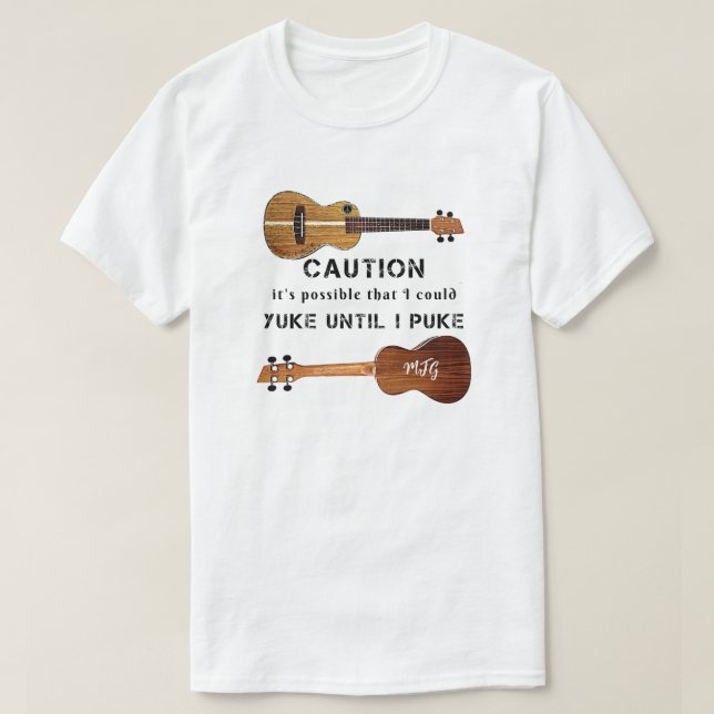 Camiseta Ukulele gracioso advierte a Uke hasta que pongo ca (Diseño del anverso)