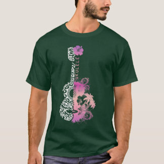 CAMISETA UKULELE HAWAIAN TATTOO PINK PURPLE
