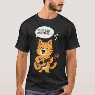 Camiseta Ukulele Hawaiano Uke Gato Tu Perro Tiene Pulgas