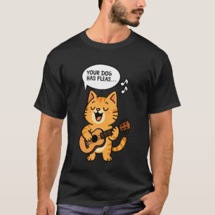 Camiseta Ukulele Hawaiano Uke Gato Tu Perro Tiene Pulgas