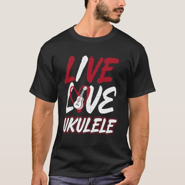Camiseta Ukulele Hawaiano Uke Vive Ama Ukulele (Anverso)