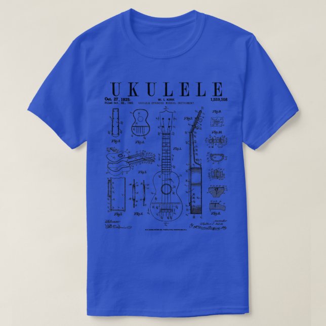 Camiseta Ukulele Instrumento Musical Dibujo De Patente De U (Diseño del anverso)