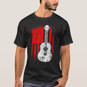 Camiseta Ukulele Jugador De Ukulele Bandera Americana Ukule