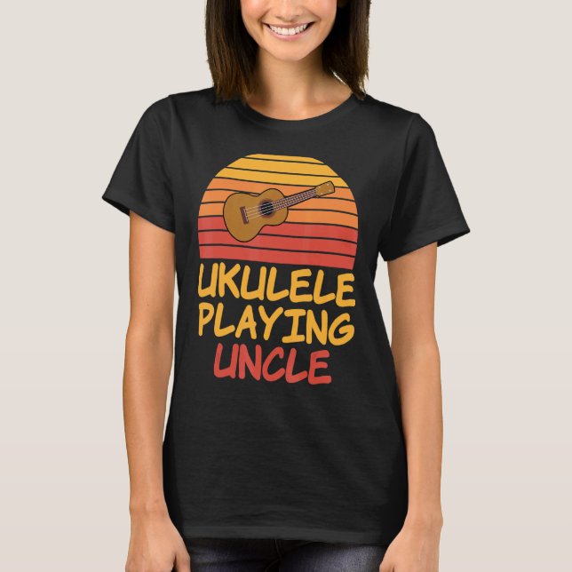 Camiseta Ukulele Jugando Estilo Tío Retro Para Los Ucranian (Anverso)