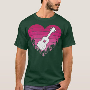 Camiseta Ukulele Music Lover Retro Vintage Heart Ukulele Va
