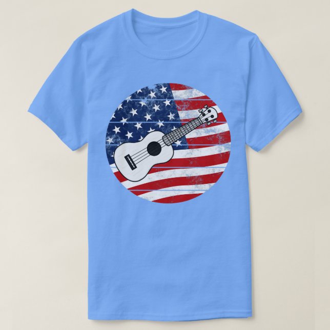 Camiseta Ukulele USA Bandera de Estados Unidos Músico ucran (Diseño del anverso)