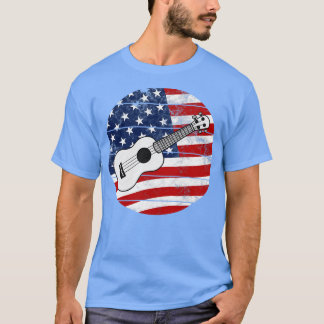 Camiseta Ukulele USA Bandera de Estados Unidos Músico ucran