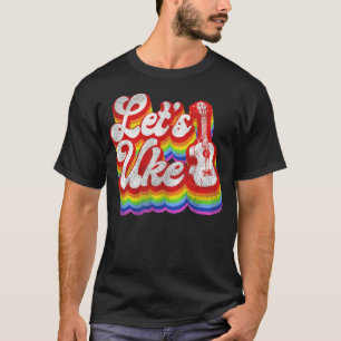 Camiseta Ukulele Vamos Uke Retro Vintage Rainbow