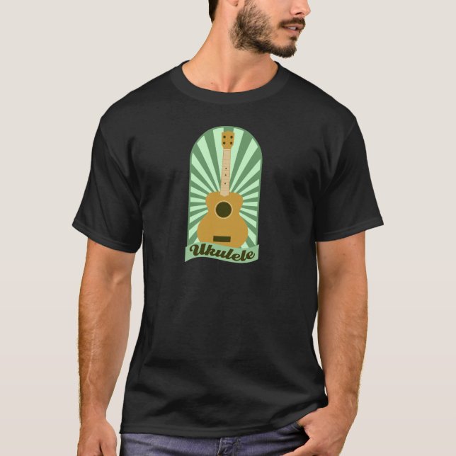 Camiseta Ukulele verde del resplandor solar (Anverso)