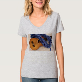 Camiseta Ukulele y leus azules