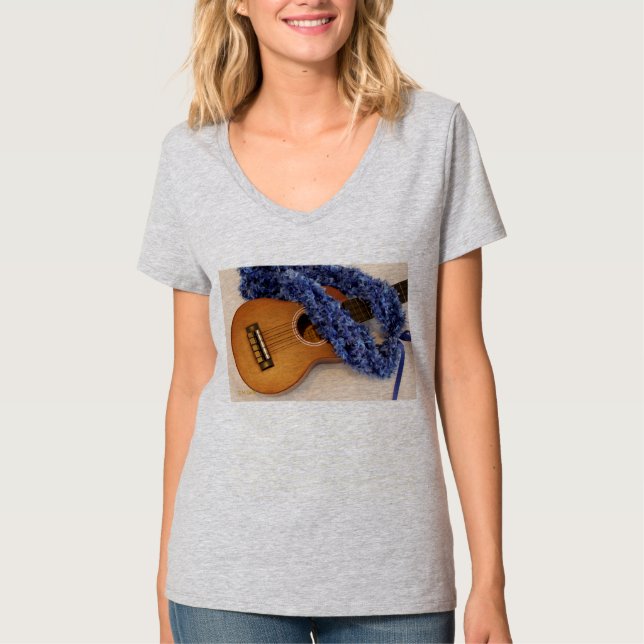 Camiseta Ukulele y leus azules (Anverso)