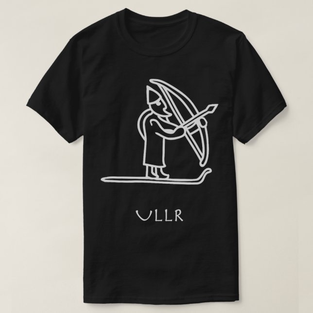 Camiseta Ullr Viking Rune Dibujando Esquiar Cazando Nieve I (Diseño del anverso)