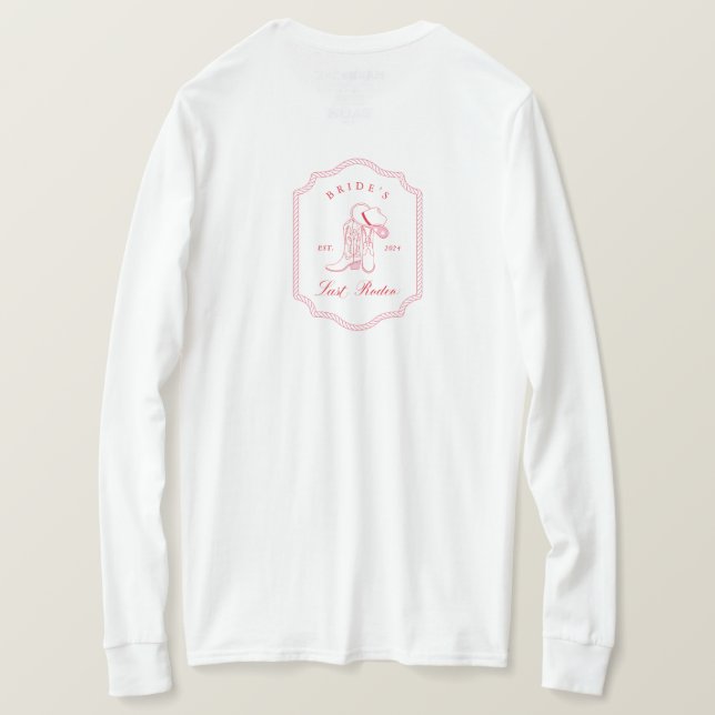 Camiseta Última fiesta de la soltera de rodeo de novia (Reverso del diseño)