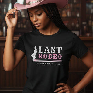 Camiseta Última Vaquera del Rodeo de Soltera en Rosa