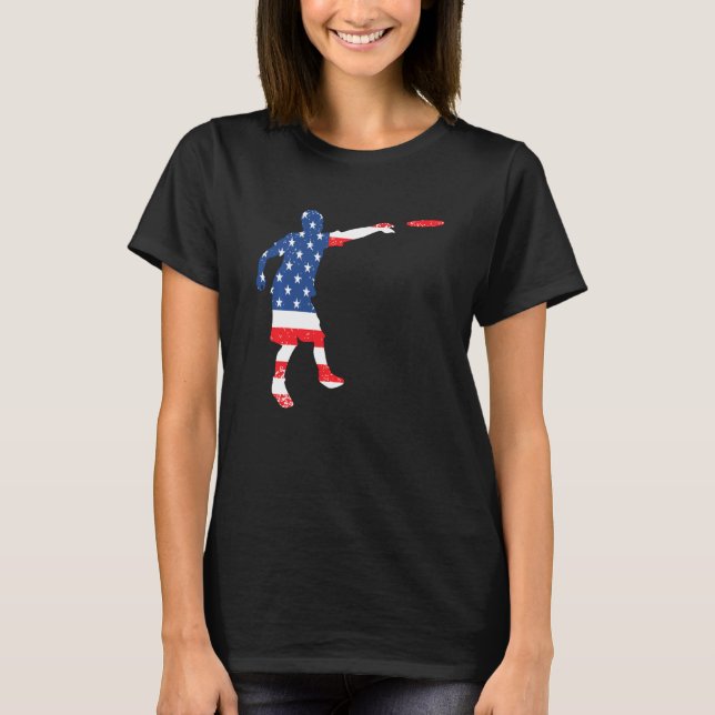 Camiseta Ultimate Frisbee Disk Golf Player Usa American Fla (Anverso)