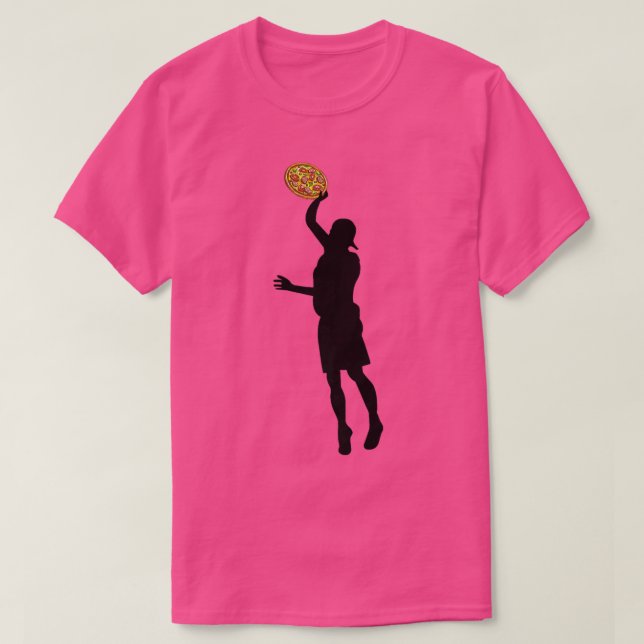Camiseta Ultimate Frisbee Silhouette Jumping Catch Pizza Di (Diseño del anverso)