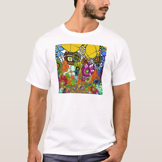 Camiseta Último arte de diseño de patrones florales asombro (Anverso)