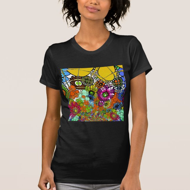 Camiseta Último arte de diseño de patrones florales asombro (Anverso)