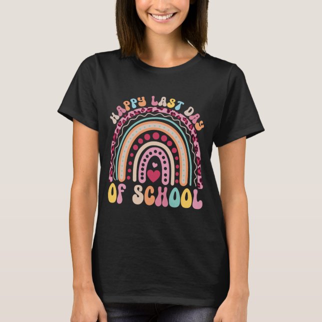 Camiseta Último Día De Escuela Maestro Estudiante Leopardo  (Anverso)