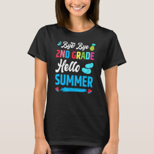 Camiseta Último Día De La Escuela Adiós Adiós 2º Grado Hola