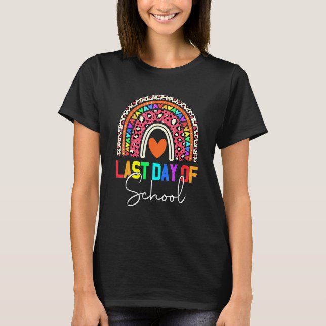 Camiseta Último Día De La Escuela Rainbow Leopard Heart Hel (Anverso)