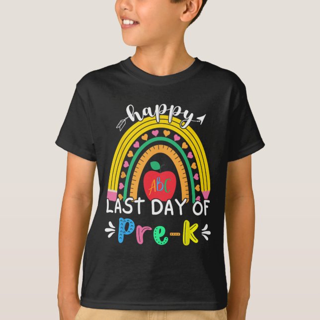 Camiseta Último día de pre-k kínder maestro arcoíris estudi (Anverso)