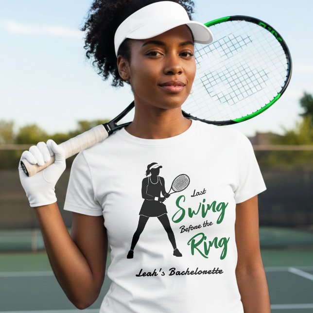 Camiseta Último swing antes del anillo de soltera de tenis (Tennis Bachelorette Last Swing Before the Ring T-Shirt
)