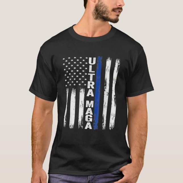 Camiseta Ultra MAGA 2024 Funny Pro Trump Super Flag Am (Anverso)