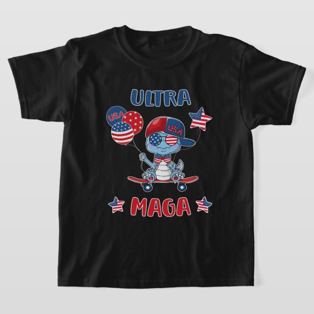 Camiseta Ultra Maga 4 de Julio Niños Dinosaurios con vidrio (Distribución)
