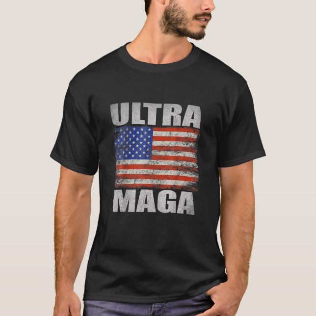 Camiseta Ultra Maga Anti Biden American Flag Pro Trump (Anverso)
