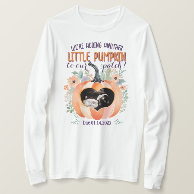 Camiseta Ultrasonido de Invitación de Embarazo de Calabaza  (Anverso del diseño)